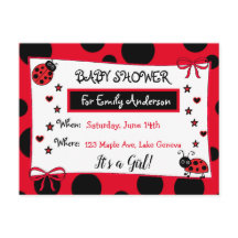 Invitación a Baby Shower de Red Ladybug Cute