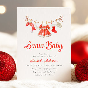Invitación a Baby Shower de Red Santa Baby