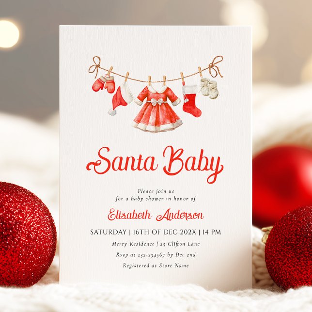 Invitación a Baby Shower de Red Santa Baby (Subido por el creador)
