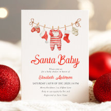 Invitación a Baby Shower de Red Santa Baby