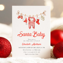 Invitación a Baby Shower de Red Santa Baby