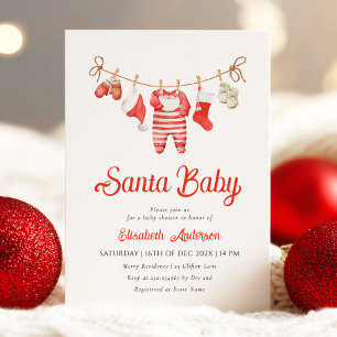 Invitación a Baby Shower de Red Santa Baby