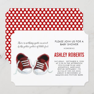 Invitación a Baby Shower de Red Sneakers, niño o C