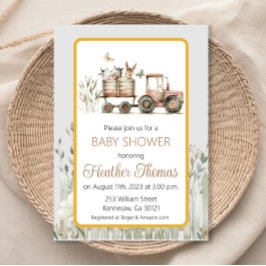 Invitación a Baby Shower de Red Tractor