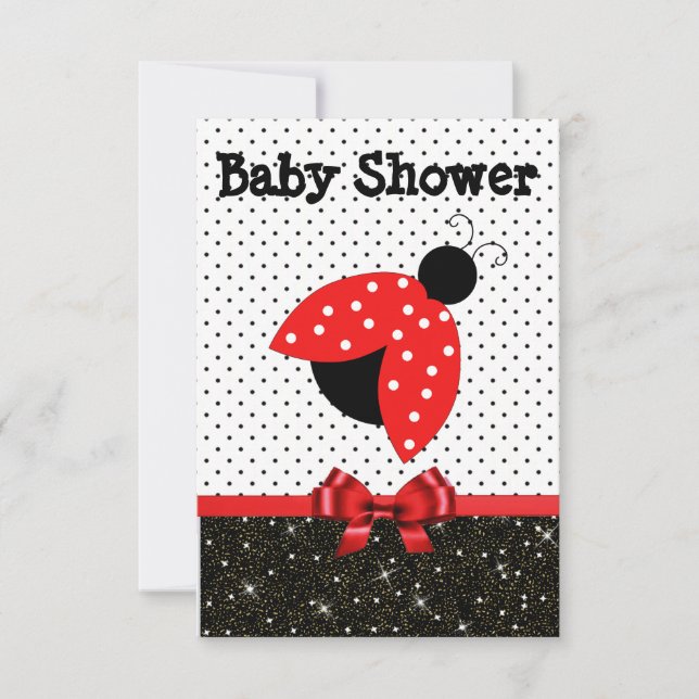 Invitación a Baby Shower de RedLadybug de chica (Anverso)
