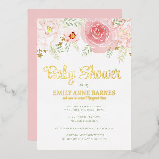 Invitación a Baby Shower de Relieve metalizado
