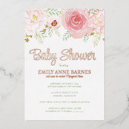 Invitación a Baby Shower de Relieve metalizado