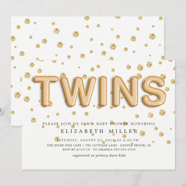 Invitación a Baby Shower de Relieve metalizado dor (Anverso / Reverso)