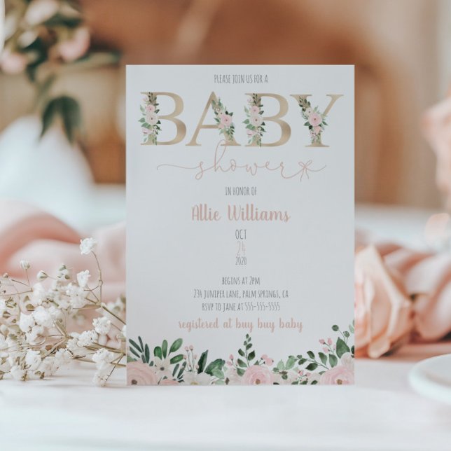 Invitación a Baby Shower de Relieve metalizado dor (Subido por el creador)