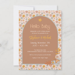 Invitación a Baby Shower de Retro Boho Floral
