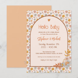 Invitación a Baby Shower de Retro Boho Floral