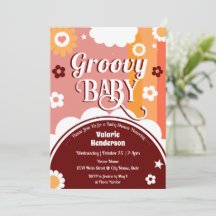 Invitación a Baby Shower de Retro Groovy