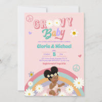 Invitación a Baby Shower de Retro Groovy Afro Chic