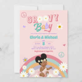 Invitación a Baby Shower de Retro Groovy Afro Chic