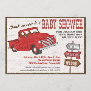Invitación a Baby Shower de Retro Truck