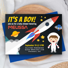 Invitación a Baby Shower de Rocket Boy Outer Space
