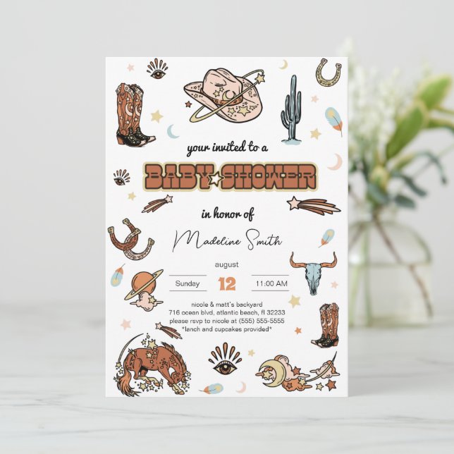 Invitación a Baby Shower de Rodeo Occidental de la (Anverso de pie)