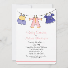 Invitación a Baby Shower de Ropa de Bebés
