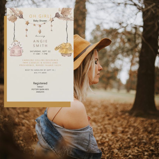 Invitación a Baby Shower de ropa de Chica lindo (Subido por el creador)