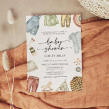 Invitación a Baby Shower de ropa de niño