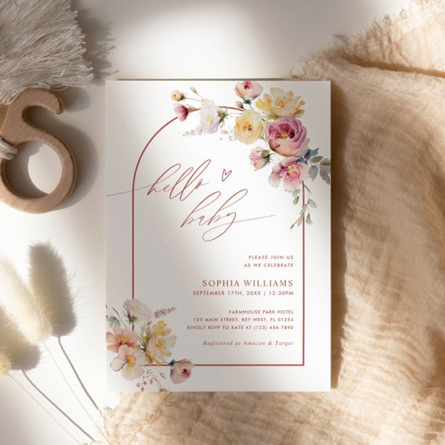 Invitación a Baby Shower de Rosa de jardín | Boho  (Subido por el creador)