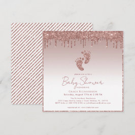 Invitación a Baby Shower de Rosa Purpurina de oro