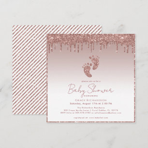 Invitación a Baby Shower de Rosa Purpurina de oro
