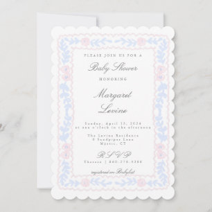 Invitación a Baby Shower de Rosa rosa y azul Trell