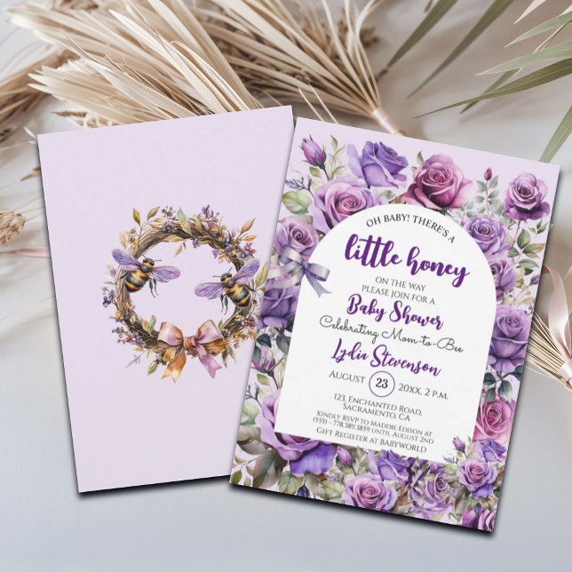 Invitación a Baby Shower de Rosas de Abeja Pequeña (Subido por el creador)