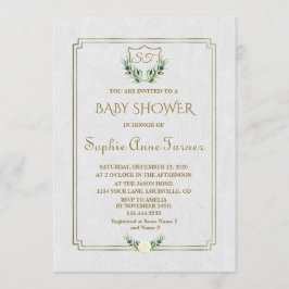 Invitación a Baby Shower de Royal Gold Escudo Lush
