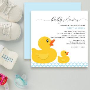 Invitación a Baby Shower de Rubber Ducky   Amarill