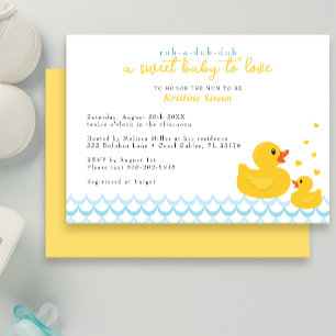 Invitación a Baby Shower de Rubber Ducky   Bañera 