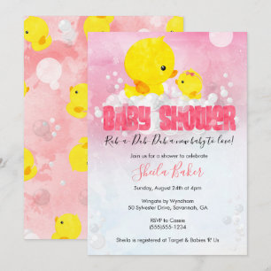 Invitación a Baby Shower de Rubber Ducky   Chica D
