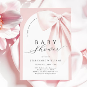 Invitación a Baby Shower de Rubor Pink Bow Arch