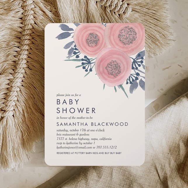 Invitación a Baby Shower de Rubor Poppies Floral (Subido por el creador)