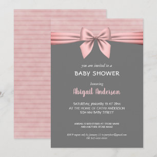 Invitación a Baby Shower de Rubor rosa y grisáceo