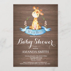 Invitación a Baby Shower de Rustic Boy Giraffe