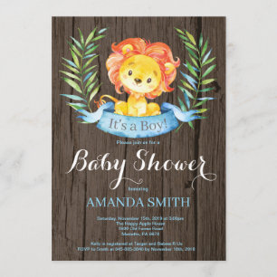 Invitación a Baby Shower de Rustic Boy Lion