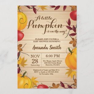 Invitación a Baby Shower de Rustic Fall Pumpkin