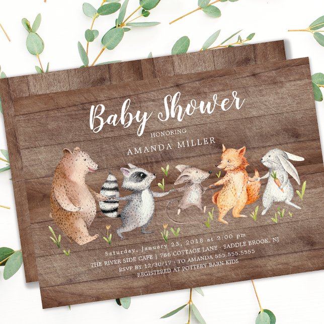 Invitación a Baby Shower de Rustic Forest Friends (Subido por el creador)
