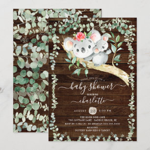Invitación a Baby Shower de Rustic Koala Bear