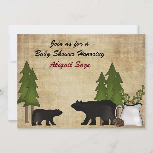 Invitación a Baby Shower de Rustic Mountain Woodla (Anverso)