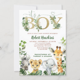 Invitación a Baby Shower de Safari Animals Boy