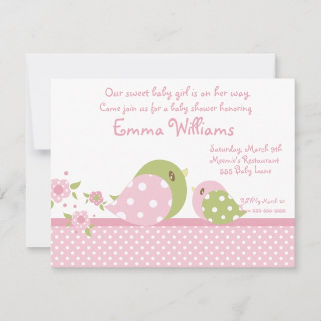 Invitación a Baby Shower de Safari Babiez Birdie (Anverso)