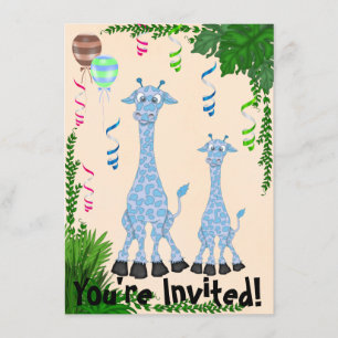 Invitación a Baby Shower de Safari Blue Giraffe