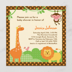 Invitación a Baby Shower de Safari de la selva