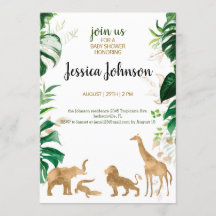 Invitación a Baby Shower de Safari Gold