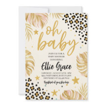 Invitación a Baby Shower de Safari Gold Leopard Pr