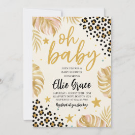 Invitación a Baby Shower de Safari Gold Leopard Pr
