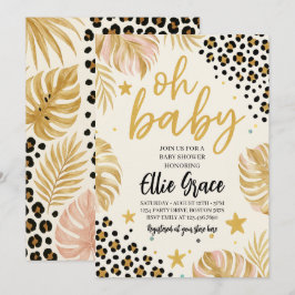 Invitación a Baby Shower de Safari Gold Leopard Pr